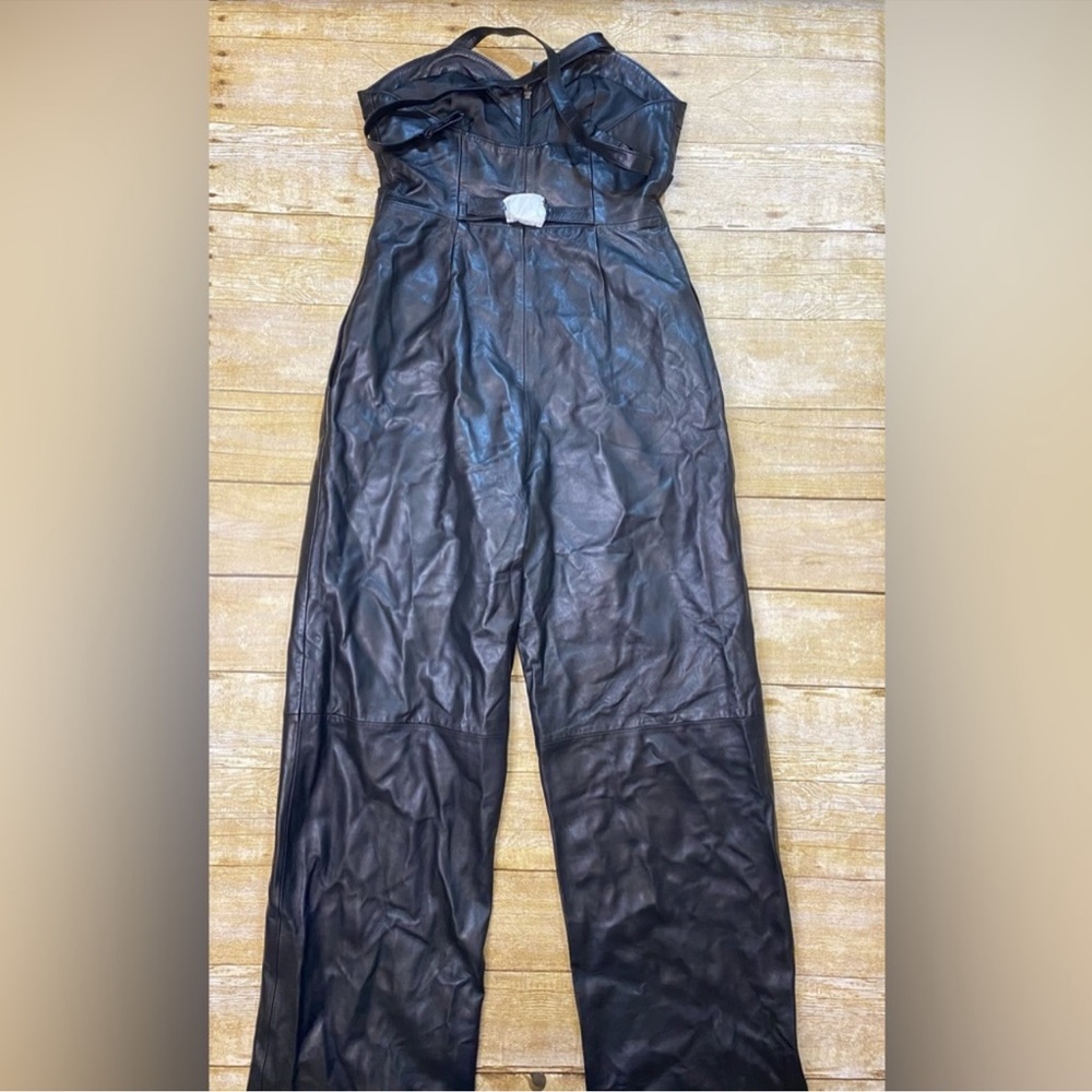 NWT LITA by Ciara Leather Bustier Jumpsuit in Black - Picture 5 of 7